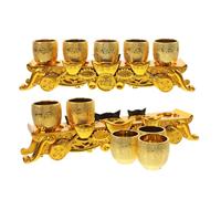 GLEAVI Juego de 2 Copas de Consagración, Copas de Cáliz Doradas de Plástico, para Devotos, Uso en Templos y Áreas de Reverencia Familiar, Fácil de Limpiar y Mantener