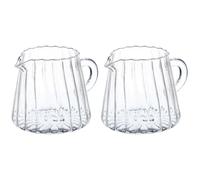 GLEAVI Juego de 2 jarras de leche de cristal, jarra de espuma de leche, jarra de leche tipo latte, 3,86 x 2,83 x 5,04 pulgadas, para café, té, hogar, cafetería, restaurante