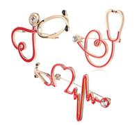 GLEAVI Juego de 3 Broches de Estetoscopio para Médicos y Enfermeras Broches Decorativos de Aleación con Alfiler para Ropa Bolsos y Manualidades Accesorios Coloridos para Uso Diario