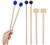 GLEAVI Juego de 6 Mazos de Percusión de Madera para Batería Incluyendo Mazas de Bombo Timbal y Campana Baquetas de Fieltro y Hilo Set Completo para Práctica y Presentaciones