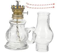 GLEAVI Lámpara De Queroseno Vintage De Vidrio Chimenea Resistente Al Viento, Regulador De Llama Metálico, Iluminación De Emergencia para Decoración del Hogar y Uso Doméstico