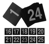 GLEAVI Letreros de Mesa Negros Números Blancos 1-25 Tarjetas Numéricas Reutilizables de PVC 95X100 MM para Bodas Restaurantes y Banquetes Señales Decorativas Resistentes para Eventos