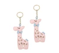 GLEAVI Llavero Doble Colgante de Jirafa Rosa Anilla Metálica Diseño de Dibujos Animados Adorno para Bolso y Mochila Escolar Accesorio Decorativo Suave y Multiusos