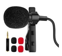 GLEAVI Micrófono de Solapa Omnidireccional Clip Negro Mini Micrófono de Grabación para Móvil y PC Cable de 15 M Incluye 2 Espumas Negras y 2 Rojas para Entrevistas y Streaming