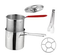 GLEAVI Mini Freidora Inoxidable con Cesta y Tapa Olla para Freír Camarones y Patatas Kit Compacto para Cocina Compatible Tipo