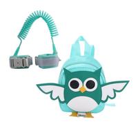 GLEAVI Mochila Antipérdida Mini Mochila Antipérdida para Ñiño, Verde, Nylon, Correa Ajustable Desmontable, Diseño Búho, con Pulsera, para Paseo