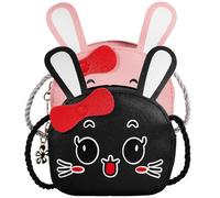 GLEAVI Monederos de Conejito para Niñas Bolsos de Hombro de Cuero PU Orejas 3D Pack 2 Unidades Rosa y Negro Bolso Cruzado Infantil para Monedas y Tarjetas