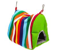 GLEAVI Nido Cálido para Pájaros y Loros, Doble Entrada, Cama Colgante de Tela Transpirable para Jaula, Refugio Suave y Grande para Dormir y Descanso de Mascotas Pequeñas