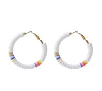 GLEAVI Pendientes Colgantes Bohemios Redondos de Arcilla Polimérica de Color Claro, Accesorios Impermeables para Mujer, Uso Diario y Playa, Diseño Geométrico Delicado,