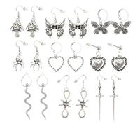 GLEAVI Pendientes Colgantes Vintage para Mujer 9 Pares de Aleación Formas Creativas de Serpiente Corazón y Araña, Firmes y No se Caen, Ideales para Cumpleaños