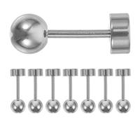 GLEAVI Pendientes de Botón Minimalistas Acero Inoxidable, Pendientes Pequeños de Bola y Disco para Mujer, 8 Piezas Pack, Hipoalergénicos, Uso Diario y Fiestas, Color Acero, Diseño