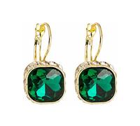 GLEAVI Pendientes de Clip para Mujer Cristal Verde Tamaño Pequeño Diseño Ligero y Cómodo 1 Par de Pendientes de Hebilla para Oreja Accesorios Ideales para Uso Diario y Ocasiones