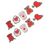 GLEAVI Pendientes de Corazón para Mujer San Valentín 5 Pares Creativos Diseño de Taza Rosa Flecha Sobre Oso y Rosa Joyería Ligera y Elegante para Obsequio Romántico