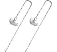 GLEAVI Pendientes de Hilo Largos Cadena y Borla Cobre Bañado Platino Diseño de Grullas de Papel Pendientes Delicados para Mujer y Adolescentes Joyería Estética para Ocasiones