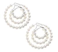 GLEAVI Pendientes de Perlas Redondos Grandes para Mujer, 3 Pares de Aros Colgantes Minimalistas y Encantadores para Niñas y Estudiantes