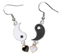 GLEAVI Pendientes Yin Yang Tai Chi de Aleación Blanco y Negro Pendientes Colgantes de Gota para Mujer y Niña Accesorios Modernos para Ocasiones Formales E Informales