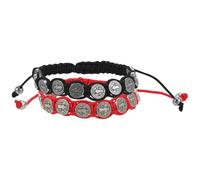 GLEAVI Pulsera de Rosario Trenzada Ajustable para Mujer y Hombre, Pulsera Decorativa de Aleación Multicolor, Cómoda y Ligera, Adecuado para Uso Diario y Obsequio (Negro y Rojo