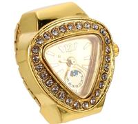GLEAVI Reloj De Anillo Mini Decorativo para Dedo, Acero Inoxidable y Vidrio, Diseño Ligero y Portátil, Mujer, Uso Diario, Color Dorado, Tamaño Pequeño