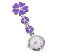 GLEAVI Reloj de Enfermera Colgante Forma de Cinco Corazones Aleación de Zinc Color Púrpura Mini Reloj de Bolsillo para Hospital Práctico y Preciso para Mujeres y Estudiantes