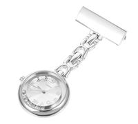 GLEAVI Reloj de Enfermera de Bolsillo Clip y Colgante Esfera Grande Color Plateado Gemas para Uso Médico Profesional y Personal Sanitario
