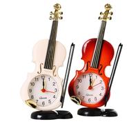 GLEAVI Reloj Despertador de Violín de Escritorio Diseño Creativo Reloj de Noche de Plástico Delicado y Llamada Puntual Mañana Color Aleatorio para Decoración