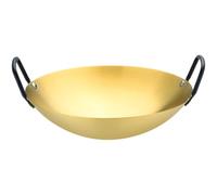 GLEAVI Sartén Wok de Acero Inoxidable Grueso para Cocinar y Freír | Uso Multiusos, Refuerzo Remache, Fácil Limpieza, Color Dorado, Utensilio Exterior para Camping