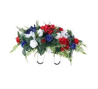GLEAVI Silla de Flores Artificiales para Cementerio Simulación Realista Resistente la Decoración para Lápidas y Sitios Conmemorativos Instalación Fácil Arreglo Floral para Tumbas