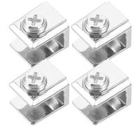 GLEAVI Soporte para Estantes de Vidrio 4 Piezas Clips de Vidrio para Ducha sin Perforar, Abrazaderas Metálicas Resistentes para Baño, Soporte Estable para Panel de Cristal Pequeño