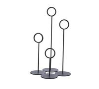 GLEAVI Soportes para Tarjetas de Lugar de Mesa en Acero Inoxidable Negro Base Redonda Pequeña 10-23 CM Porta Números y Notas para Banquetes Bodas y Fiestas Set de 4 Unidades