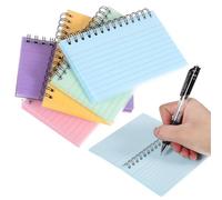 GLEAVI Tarjetas Didácticas Cuadernos Pequeños en Papel Líneas Horizontales y Anillas Metálicas, Pack de 5 y Fácil Transporte para Estudio en Aula