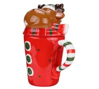 GLEAVI Taza de Cerámica de Alce Navideña Color Aleatorio, para Chocolate Caliente Mañana, para Beber Agua, Taza de Agua de Cerámica, Forma de Alce Segura de Usar