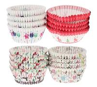 GLEAVI Tazas de Papel para Muffins Navideñas Vasos Decorativos para Cupcakes Diseño Merry Christmas Papel Antigrasa para Hornear 4 Sets Santa Claus Muñeco de Nieve Campana y Árbol