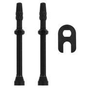 GLEAVI Válvula para Neumático sin Cámara de Bicicleta, Aluminio Negro 60 Mm | Juego de Dos Piezas Herramienta de Instalación, para Rueda de Bici y Montaña, Aleación Ligera