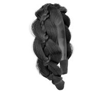 GLEDOLA Diadema de trenza ancha con dientes sintéticos para niñas y mujeres (negro natural, ancho)