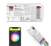 GLEDOPTO Controlador LED WiFi 5 en 1 RGBCCT RGBW Tira LED RGB Compatible con Tuya Smart Life Control Mediante la Aplicación Inteligente Alexa para Regular la Intensidad Luminosa (201W)
