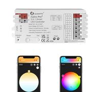 GLEDOPTO ZigBee 3.0 Pro+ Controlador LED 5 en 1/3 en 1 20 A Max RGBCCT/RGBW/RGB/CCT/Dimmer Funciona con Alexa H*ue Tuya Smart Life APP Control (202p-3 en 1 Controlador LED)