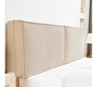 Gleedipre Estilo francés Cojines de cabecera Pana Agradable para la Piel A Prueba de colisiones Desmontable Cabecero de Cama Respaldo tapizado(Blanquecino,90x60cm/Tiene cabecero)