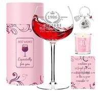 GLEEHAPY 40 cumpleaños para mujer, copa de vino vintage 1986, 40. Regalos de cumpleaños para mujeres, regalos personalizados de cumpleaños para esposa, novia, hermana, esposa, mamá, colegas (1986)