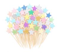 Gleevio 50 unidades de estrellas coloridas para decoración de tartas, cumpleaños, purpurina, decoración de cupcakes, estrella pequeña, decoración de cumpleaños, 2,4 x 9 cm, decoración para colegio