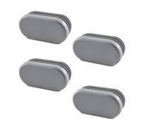 GLEITGUT 4 x tapones de láminas ovalados 38 x 20 mm, tacos para muebles, tapas para tubos ovalados gris