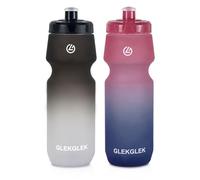GLEKGLEK Bidon Agua Gimnasio A Prueba de Fugas, Botella Agua 750ml para Nadar, Hacer Ejercicio y Futbol (Negro Blanco/Rosa Azul)