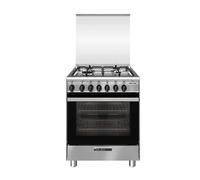 GLEM SA664MI6 Cocina Inox 60X60CM 4 Fuegos Horno Multifunción Eléctrico CL.A