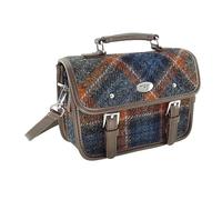 Glen Appin Harris Tweed Bervie - Mini bolso con correa de hombro ajustable y extraíble, 127 gris y óxido sobre cuadros, s