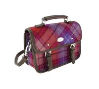 Glen Appin Harris Tweed Bervie - Mini bolso con correa de hombro ajustable y extraíble, 142 cuadros naranja y morado, s