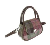 Glen Appin Harris Tweed Buchan - Mini bolso redondo con correa de hombro desmontable, Col 137 Verde y Rosa, s