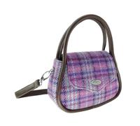 Glen Appin Harris Tweed Buchan - Mini bolso redondo con correa de hombro desmontable, Col 146 Morado y Menta, s