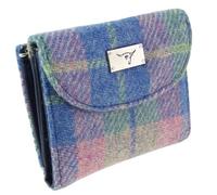 Glen Appin Harris Tweed Jura - Cartera corta en tartán azul suave y rosa LB2002-COL135, Pink