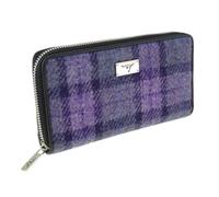 Glen Appin Harris Tweed LB2100 Staffa - Bolso grande con cremallera, Color 89 morado a cuadros, L, Monedero