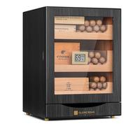 GLENCREAG MET-1031 - Humidor de puros para 150 puros - Forro de cedro español, higrómetro digital, junta magnética, 3 cajones + almacenamiento de accesorios - Regalo para aficionados de cigarros