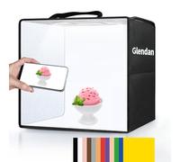 Glendan Caja de luz fotográfica: Tienda de campaña portátil de 16 x 12 Pulgadas con 112 Luces LED Regulables, Caja de Estudio pequeña Plegable con 12 Fondos de Color para fotografía de Productos de